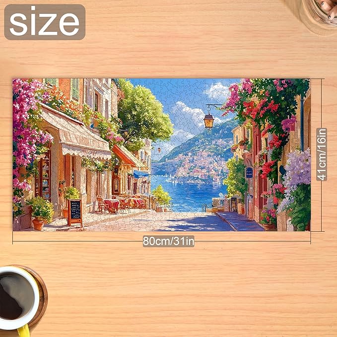 Bimkole Landscape Puzzles for Adults 1000 Pieces, Coastal Flowers Paper Jigsaw Puzzle 1000 Pieces - Fun and Challenging Family Decoration Puzzle Great Gift Idea, Finished Size is 31.5 x 16.14 in