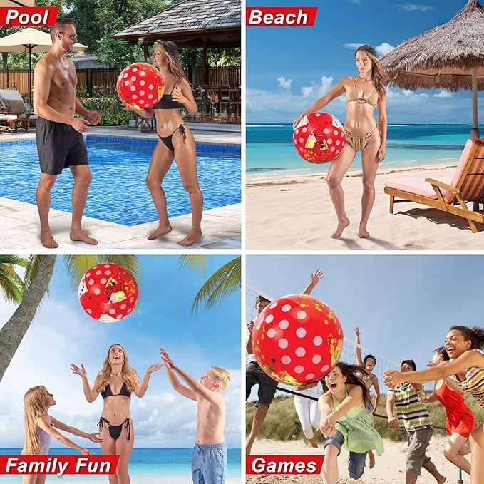 POZA Inflatable Beach Balls - Elegant Glitter Confetti Premium Floaters, Heavy Duty Vinyl Floatation Pool Toys for Pool Beach Party, UV Resistant Pool Décor