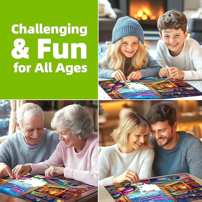 Puzzles for Adults 1000 Pieces, Warm Winter Night View Impossible Hard Difficult Challenging Puzzles for Adults, Gift for Adult Jigsaw Puzzles Lovers, 27.5 x 19.7 inch