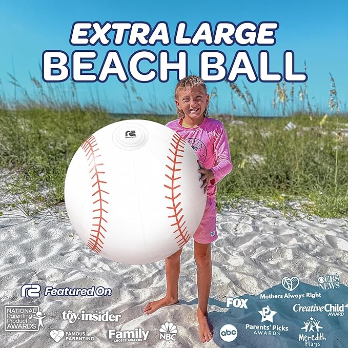 Large Beach Ball - New 8-Panel Design for Enhanced Durability and Ultra Round Shape - Best Big Beach Ball For Kids & Adults - 3X Thickness Material to Withstand Rough Play - Top Pool Party Hit of 2025