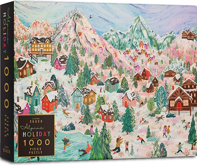 Elena Essex Chirstmas Puzzles for Adults 1000 Pieces - Alpine Holiday | Chirstmas Jigsaw Puzzles | 1000 Piece Puzzle | Fun Family Thanksgiving Landscape Puzzle | Size 20x28 inches