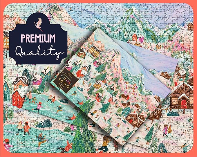 Elena Essex Chirstmas Puzzles for Adults 1000 Pieces - Alpine Holiday | Chirstmas Jigsaw Puzzles | 1000 Piece Puzzle | Fun Family Thanksgiving Landscape Puzzle | Size 20x28 inches