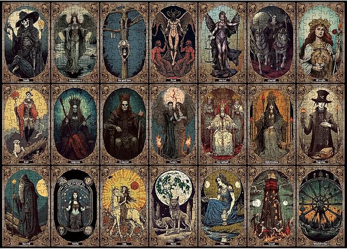 Horror Tarot Cards Puzzles for Adults 1000 Pieces and up, PICKFORU Halloween Puzzle as Horror Present, Scary Skull Puzzle as Home Decor
