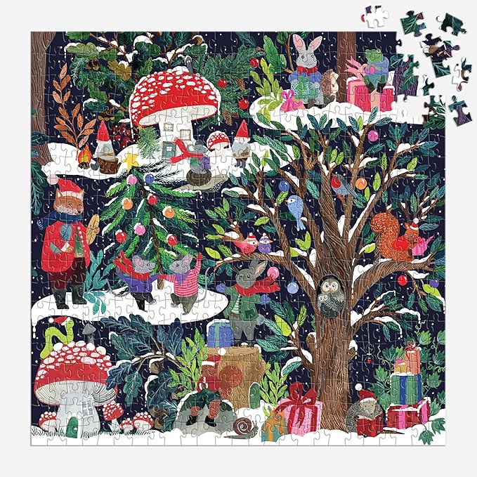 Galison Yuletide Forest – 500 Piece Jigsaw Puzzle Featuring Beautiful Artwork of A Wintery Holiday Wonderland in The Forest