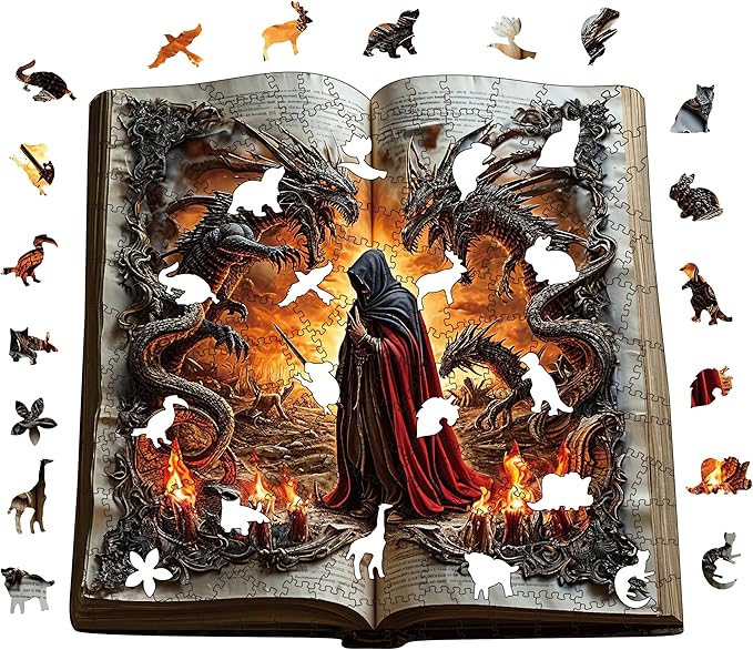 Wooden Puzzles for Adults, Dragon Wooden Puzzles 200 Pieces, Irregular Animals Fun Puzzles for Adults