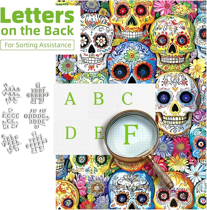 Mexican Day of the Dead (Dia de Los Muertos) 1000 Piece Puzzles for Adults, Artistic Skull Flower for Adults Puzzle, for Gifts Birthday Party Games Family, 27.5 * 19.7 inch Dust Free Puzzle