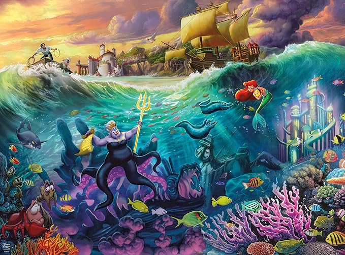 Buffalo Games - Thomas Kinkade Disney Ursula 1000 Piece Puzzle Silver Select Premium Jigsaw Puzzle with Full Color Reference Poster