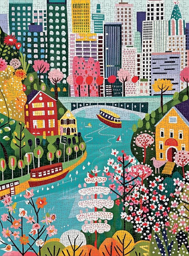 Cross & Glory – Vancouver Under Open Skies – 1000 Piece Jigsaw Puzzle for Adults | Modern Folk Art Vancouver City Scene | Minimalist, Colorful Travel Puzzle