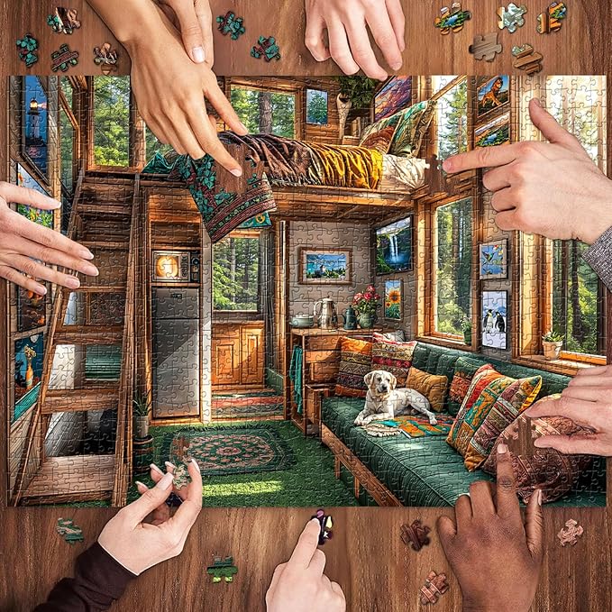 Forest House Puzzles for Adults 1000 Pieces, Letters on Back, Hard Difficult Challenging, Precise Interlocking Pieces, Home Wall Decoration & Ideal Gift