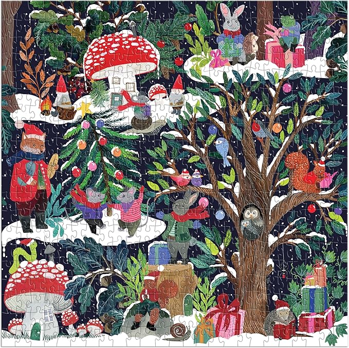 Galison Yuletide Forest – 500 Piece Jigsaw Puzzle Featuring Beautiful Artwork of A Wintery Holiday Wonderland in The Forest