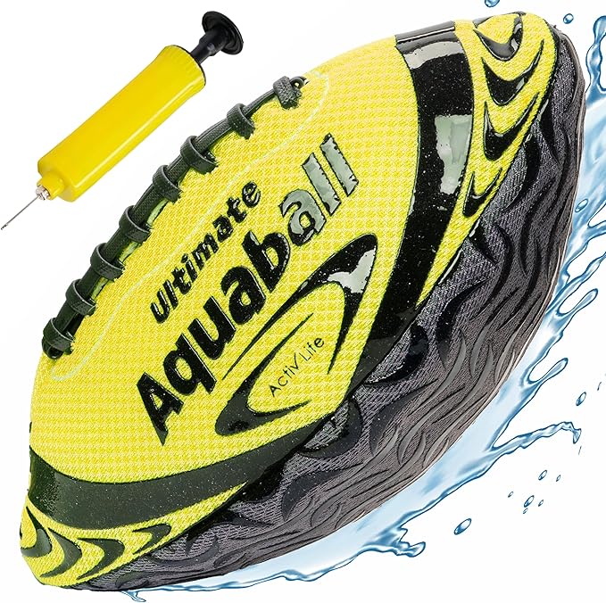 Activ Life Water Football for Pool, Beach, Outdoor, 9.5-inch Waterproof Pool Toys for Kids, Heavy-Duty Water Ball, Double Lacing for Easy Grip, Lake Toys for Sports & Family Games