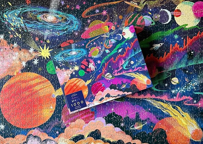 Elena Essex Puzzles for Adults 1000 Pieces - Outer Space, 1000 Piece Puzzle for Adults, Jigsaw Puzzles 1000 Pieces, Solar System Planet Spaceman Moon Space Puzzle, Size 28x20 inches