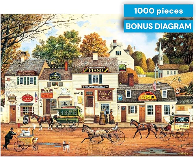 Buffalo Games - Silver Select 1000 Piece Jigsaw Puzzle for Adults - Charles Wysocki Olde Cape Cod - Premium Giftable Foil Box with Reference Poster - Made in USA