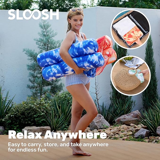 Sloosh 3 Pack 4-in-1 Inflatable Pool Floats - Water Hammock Lounges, Multi-Purpose Swimming Pool Accessories (Saddle, Lounge Chair, Drifter) for Pool, Lake, Outdoor, Beach