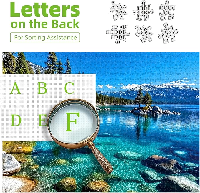 Landscape Jigsaw Puzzle 1000 Pieces Lake Tahoe Scenery with Clear Turquoise Waters, Snow-Capped Mountains & Pine Forests, Challenging & Fun Puzzle for Adults and Teens, Ideal Gift & Home Decor