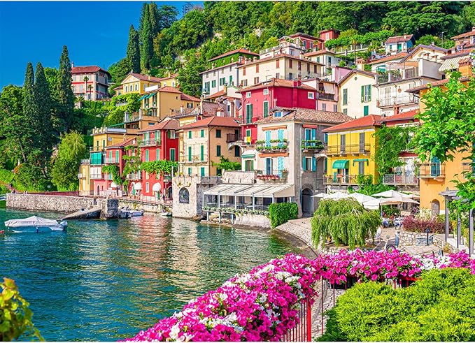 500 Piece Jigsaw Puzzle for Adults -Lake Como Scenery, Italy Jigsaw Puzzles 500 Pieces Puzzles for Adults-Finished Size 19.3" x 13.7"