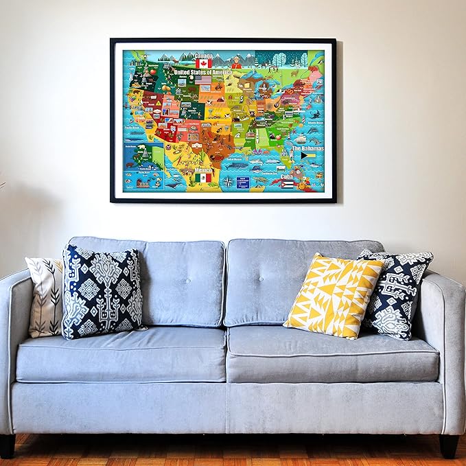 Think2Master United States Map 250 Pieces Jigsaw Puzzle. Great Gift for Adults & Seniors. Easier to Handle Larger Pieces. Size: 14.2” X 19.3”