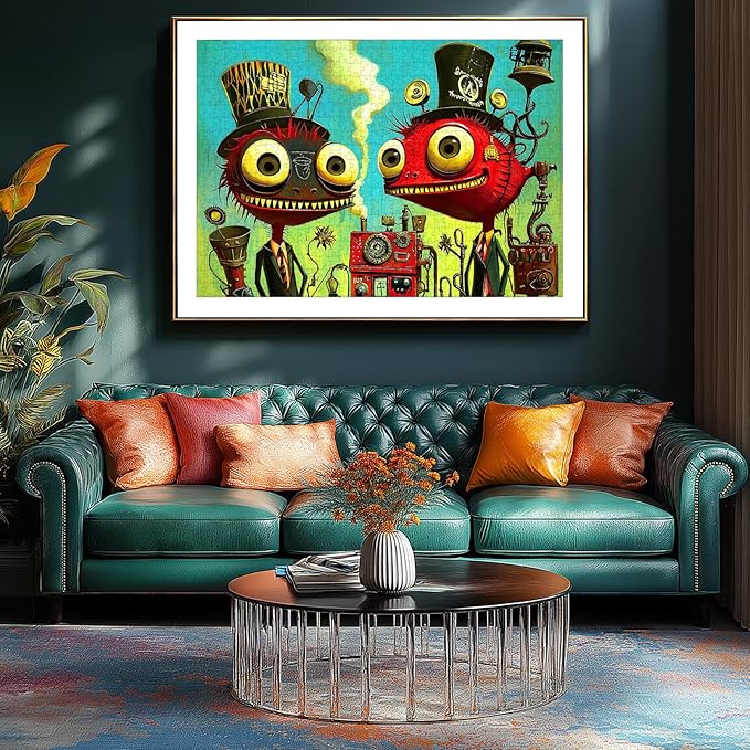 500 Pieces Steampunk Fantasy Characters Jigsaw Puzzle for Adults, Victorian-era Industrial Mechanical Elements, Whimsical Artwork & Brain-Teasing Entertainment
