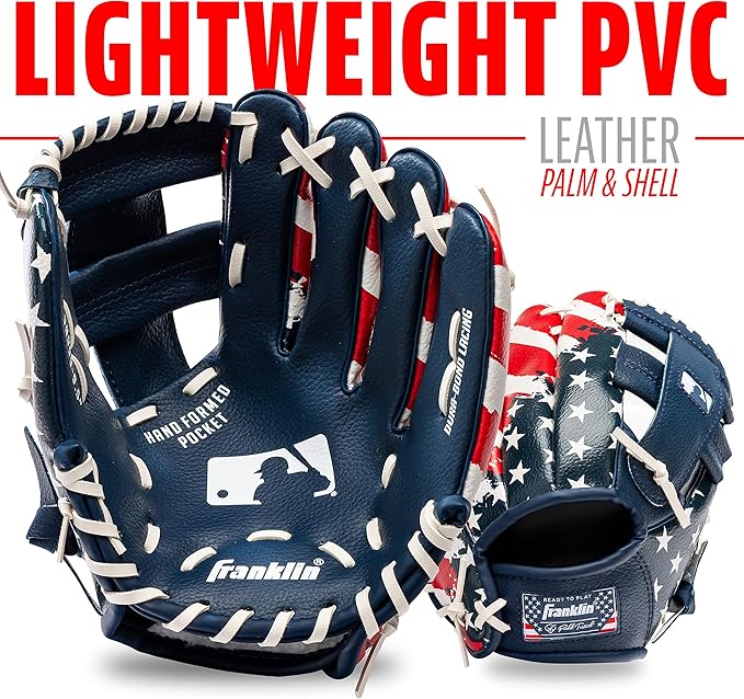 Franklin Sports Kids Baseball Gloves - RTP Youth Teeball Glove + Ball Set - Boys + Girls Teeball Mitt - Kids + Toddlers - 9.5"
