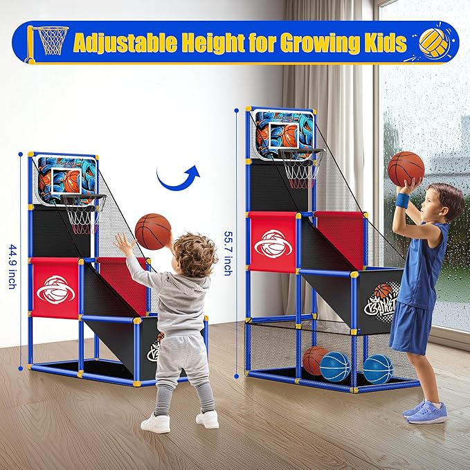 Kids Arcade Basketball Hoop Indoor Outdoor Single Shot Basketball Game for Toddler,Carnival Games Sport Gifts for Boys Girls Ages 3-8 Years Old,Ideal for Competition