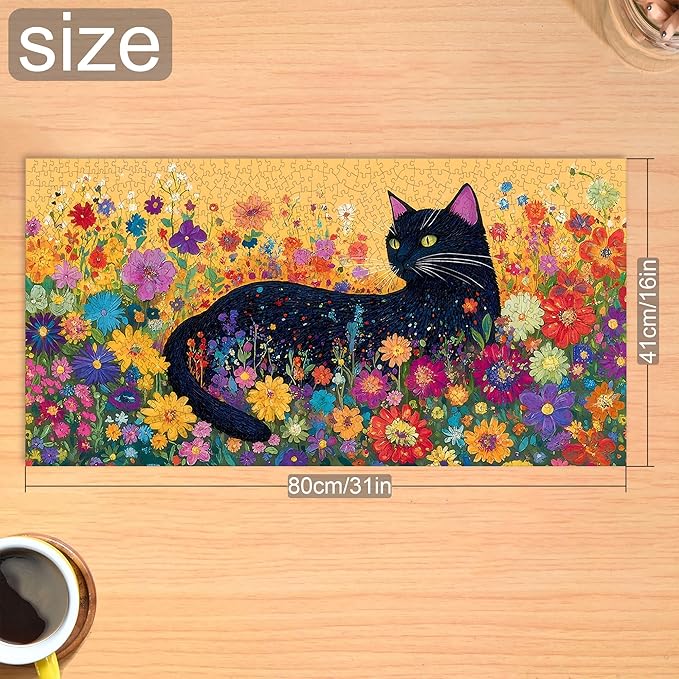Bimkole Blooming Cat Puzzles for Adults 1000 Pieces, Flower Paper Jigsaw Puzzle 1000 Pieces - Fun and Challenging Family Decoration Puzzle Great Gift Idea, Finished Size is 31.5 x 16.14 in