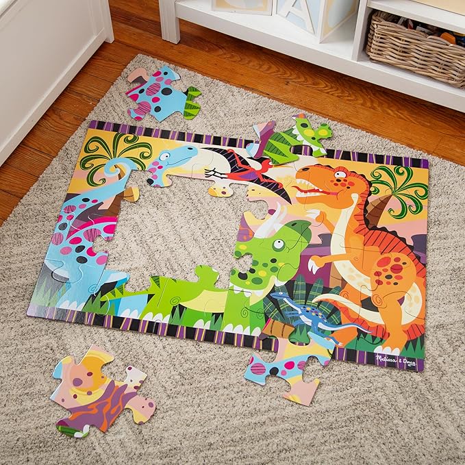 Melissa & Doug Dinosaur Dawn Jumbo Floor Puzzle (24 Pieces, 2 x 3 Feet), Jigsaw Puzzle for Preschoolers and Kids Ages 3+ - FSC Certified