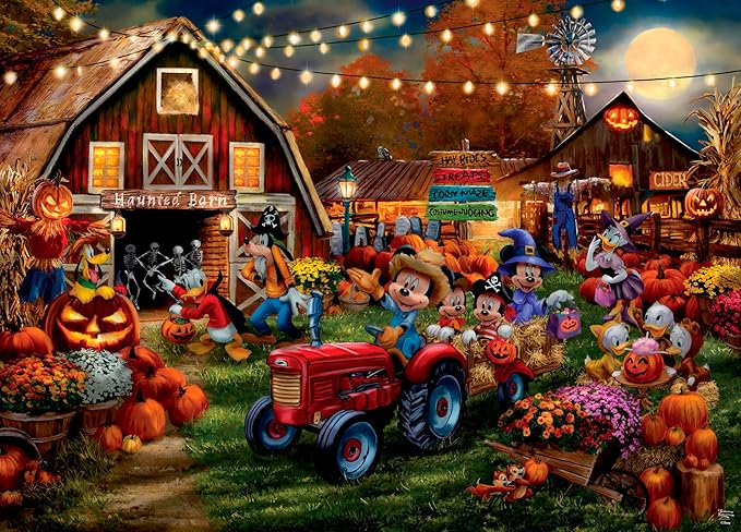 Ceaco - Disney – Thomas Kinkade - Mickey and Minnie Pumpkin Festival – 1000 Piece Jigsaw Puzzle  Challenging and Colorful Puzzle for Adults – Precision-Cut Pieces