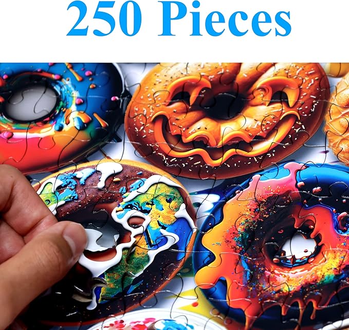 Think2Master Donuts 250 Pieces Jigsaw Puzzle. Perfect White Elephant Gag Gift. Fun Puzzle for Families. Great Gift for Adults and Teens. Size: 14.2” X 19.3”