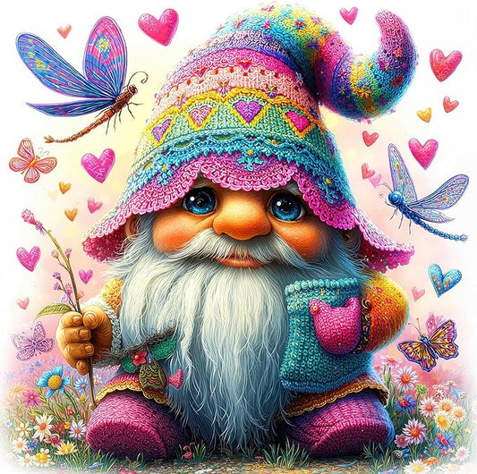 1000 Pieces Jigsaw Puzzles for Adults, Cute Gnome with Hearts & Butterflies Puzzle with Letters on Back, 22.8×22.8 Inch Hard Difficult Challenging Adult Puzzle for Gift & Home Decor