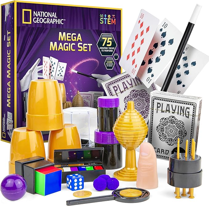 National Geographic Mega Magic Set - More Than 75 Magic Tricks for Kids to Perform with Steps, Video Instructions for Each Trick Provided by a Professional Magician (Amazon Exclusive)