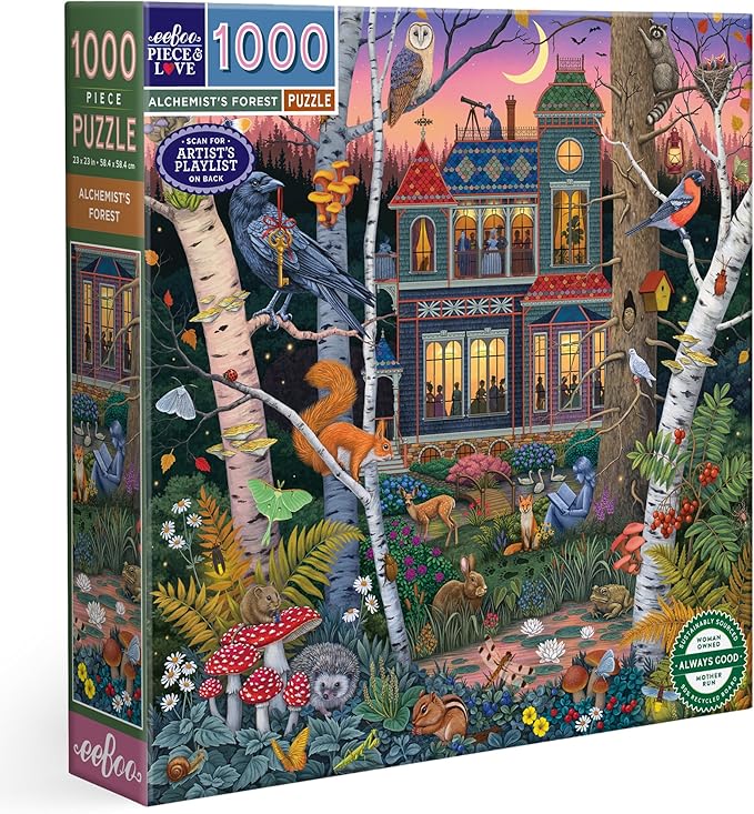 eeBoo 1000 Piece Puzzle - Alchemist's Forest Jigsaw Puzzle for Adults, Square 23" x 23" Made with Recycled Board & Vegetable-Based Ink