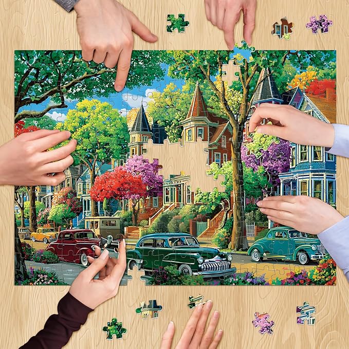 500 Piece Puzzle for Adults,Urban Street Jigsaw Puzzle for Adults Elderly, Birthday Party for Family, Funny Puzzle, Challenging Games 20.5×15 in