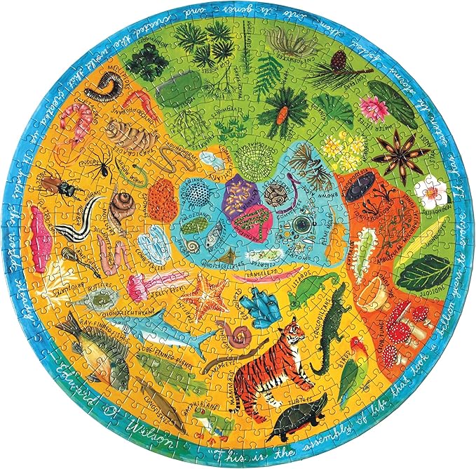 eeBoo 500 Piece Puzzle - Biodiversity Jigsaw Puzzle for Adults, Circular with 23" Diameter Made with Recycled Board & Vegetable-Based Ink