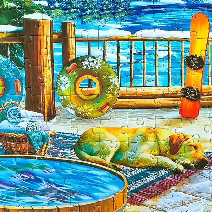 300 Piece Puzzles for Adults Large Piece - Jigsaw Puzzle for Kids Seniors - Northern Lights Lounge Cabin