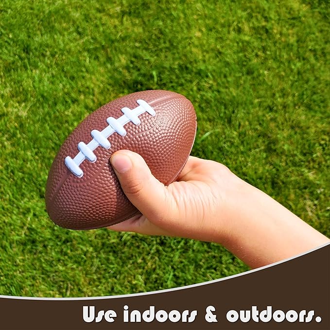 3 Pack of Mini Foam Footballs for Kids - Small, Tiny Football 4.75" in Length - Little Toy Football
