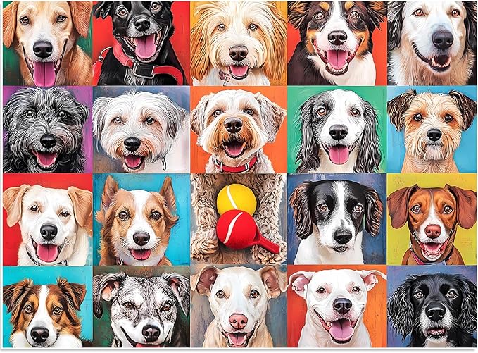 500 Pieces Puzzle for Adults - Charming Dogs Puzzle for Adults - Recycled Paper Jigsaw Puzzle 500 Pieces - Fun and Challenging Family Game Great Gift Idea, Finished Size is 20.5 * 15in
