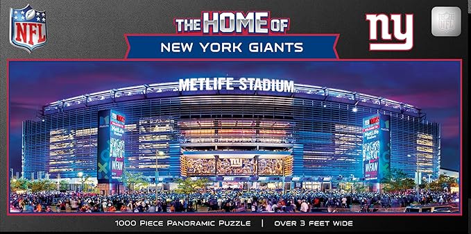 MasterPieces New York Giants Panoramic Puzzle - NFL 1000 Piece Jigsaw - Stadium View 13"x39" - Adult Puzzle for Problem Solving & Spatial Awareness