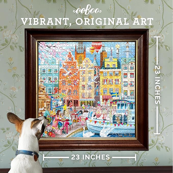 eeBoo 1000 Piece Puzzle - Stockholm Jigsaw Puzzle for Adults, Square 23" x 23" Made with Recycled Board & Vegetable-Based Ink