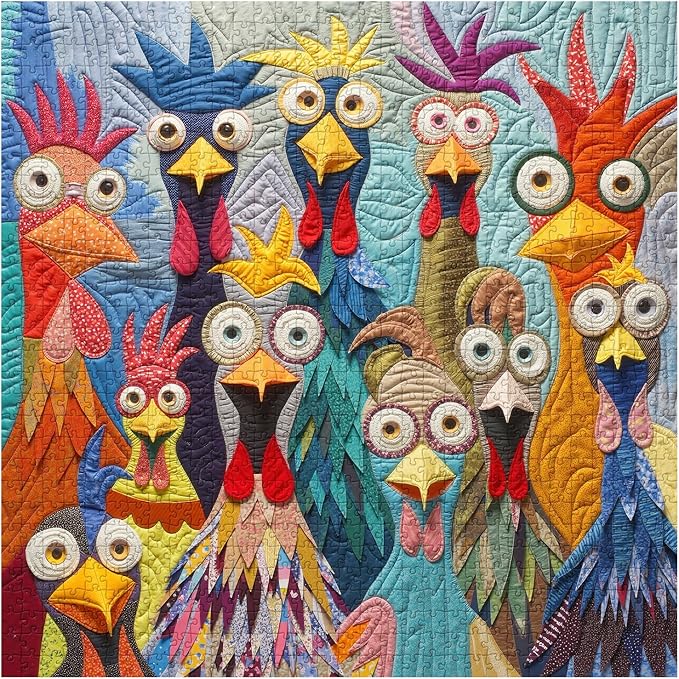 Colorful Chickens Puzzles for Adults 1000 Pieces, Happy Chicken Family Jigsaw Puzzles, Challenging Cute Animal Puzzle as Home Wall Art