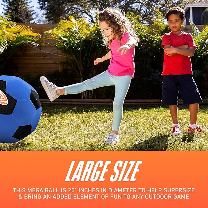 Nerf Mega Ball - 20" Inch Big Outdoor Kids Kickball, Soccer Ball, Dodgeball for Backyard Games - Giant Multi Sport Toy for Outdoor + Lawn Games - NO Pump Included