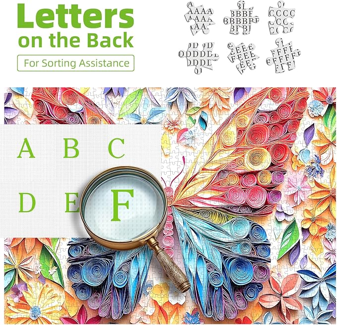500 Pieces Puzzles for Adults, Butterfly Jigsaw Puzzles Clearance Colorful Paper Art Flower Butterfly for Family Fun Party Challenging Game Gifts Decoration (20 x 20 Inch)