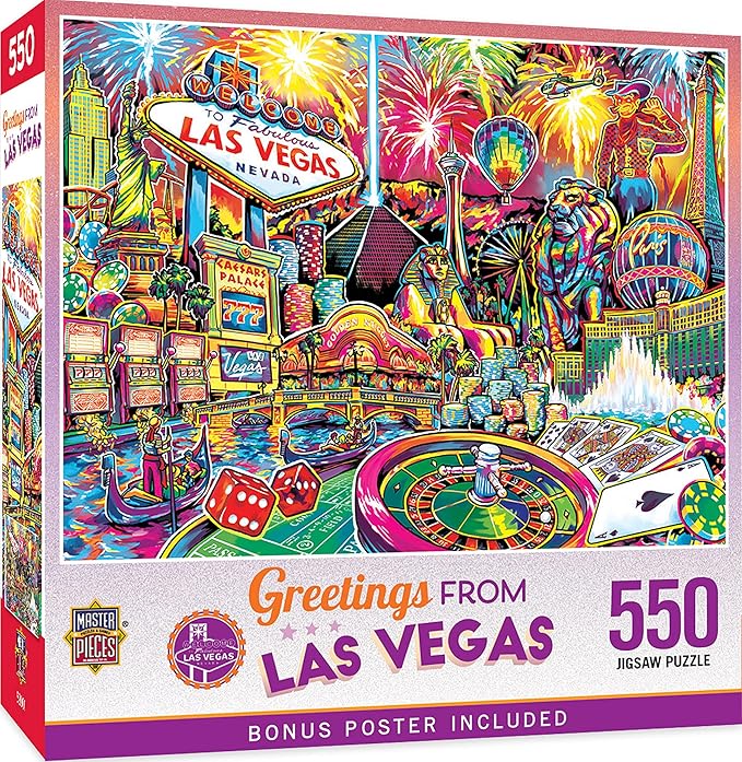 MasterPieces - 550 Piece Jigsaw Puzzle, Las Vegas, Fun for Adults, Family, Kids, 18" x 24"