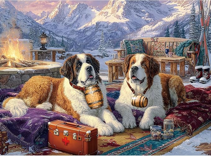 300 Piece Puzzles for Adults, 300 Piece Puzzles for Adults Large Piece, Saint Bernards Mountain Jigsaw Puzzle Funny Gift for Adult Kids Challenging Family Games Toy, 20.5 X 15 in