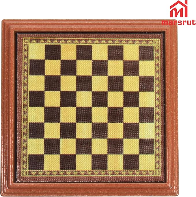 Miniature Chess Set Dollhouse Furniture 1/12 Magnetic Mini Board Games Doll House Accessories Ornament Decor for 1:12 Study Room, Living Room, Library, Table with Gold & Silver Chess Pieces Model