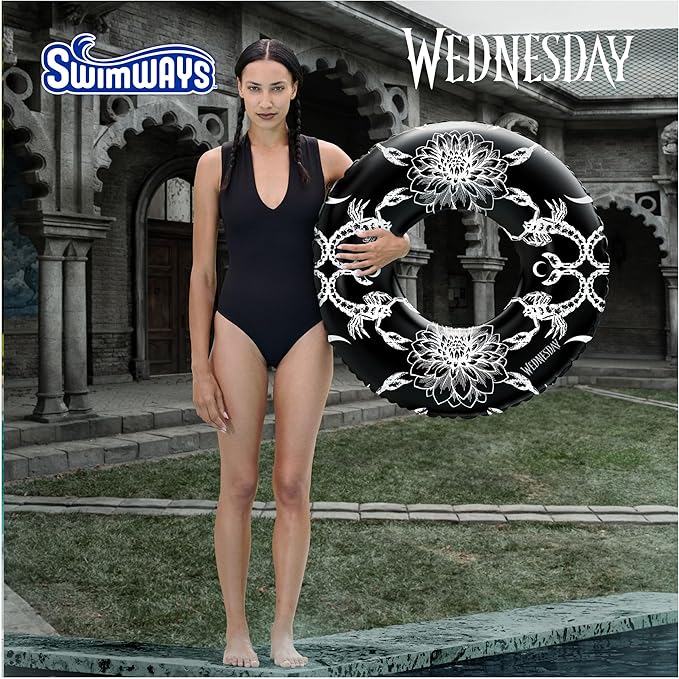 Swimways Wednesday Swim Tube Pool Float, Inflatable Pool Floats & Kids Pool Toys, Swimming Pool Accessories & Beach Essentials for Teens Aged 14 & Up