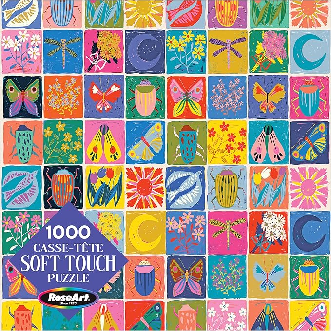 RoseArt - Soft Touch - Summer Quilt 1000 Piece Jigsaw Puzzle for Adults, Colorful Modern Design Finished Size 26.625 x 19.25 Made in USA