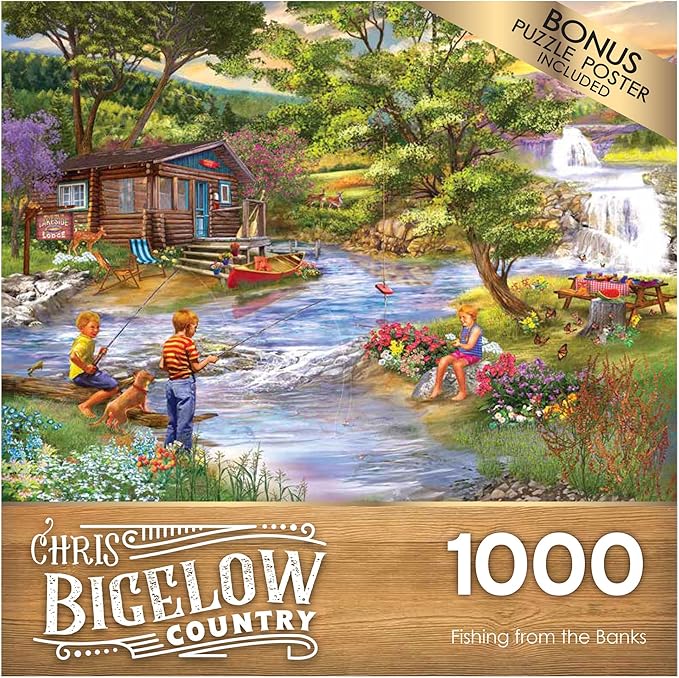 RoseArt - Chris Bigelow - Fishing from The Banks - 1000 Piece Jigsaw Puzzle for Adults