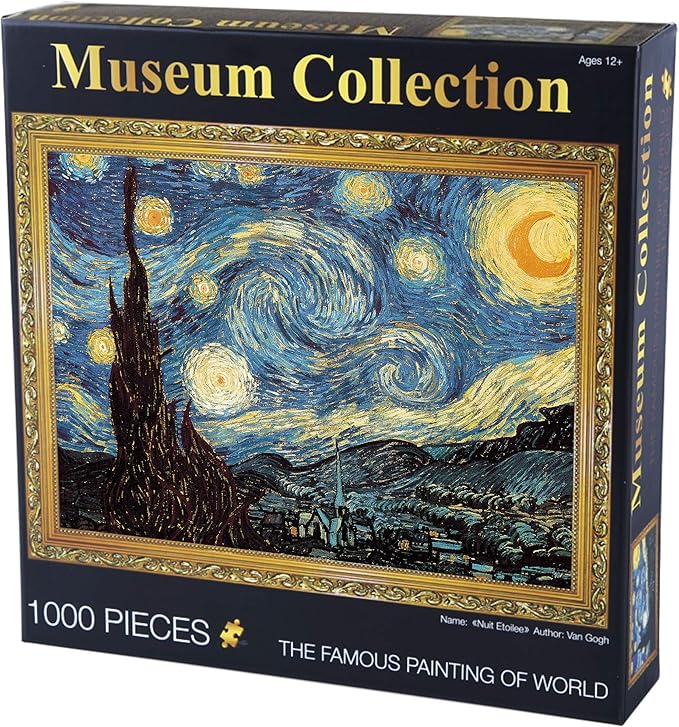 BEIWO Puzzle-Starry Night by Vincent Van Gogh Jigsaw Puzzles, 1000 Piece Puzzles for Adults and Kids (Starry Night, Square-1000 Pieces)