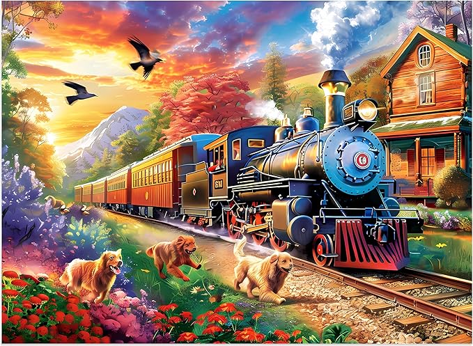 500 Piece Puzzles for Adults, Jigsaw Puzzles 500 Pieces, Dogs Puzzle 500 Pieces for Adults, Train Jigsaw Puzzle Funny Challenging, Great Gift for Family Friends, 21 x 15 in