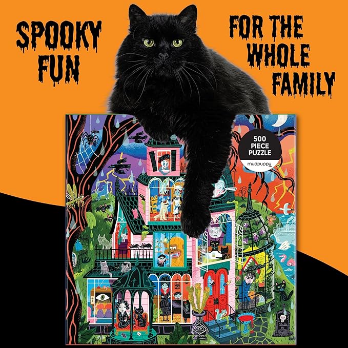 Mudpuppy Monster Mansion – 500 Piece Family Jigsaw Puzzle Featuring Bold and Spooky Illustrations of A Haunted Mansion Filled with Goblins Ghouls and Monsters (Amazon Exclusive)
